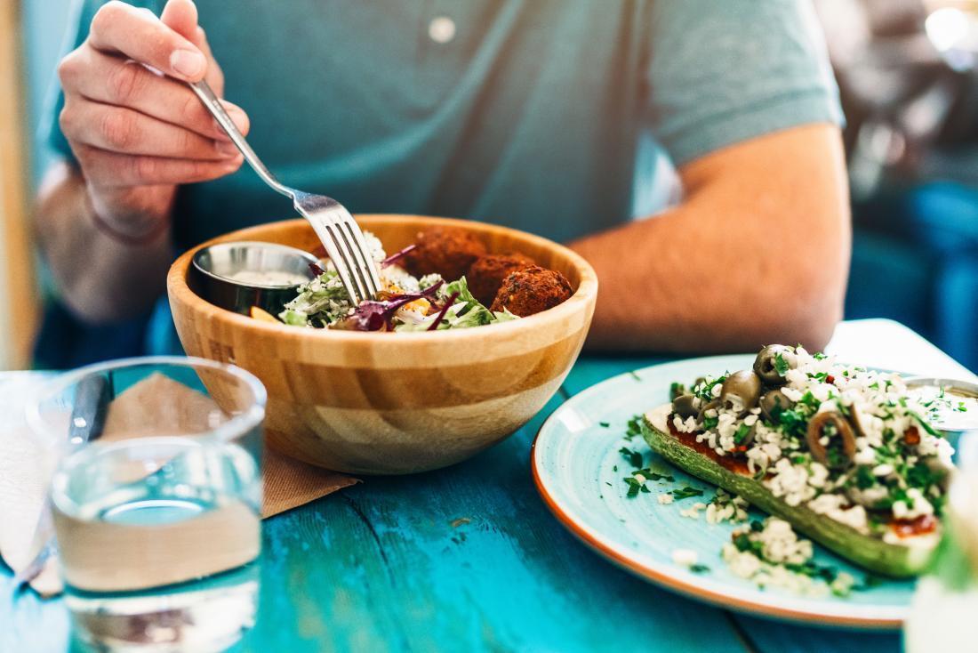 man having lunch at the restauant