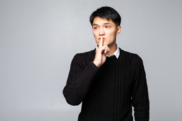 man keeping secret