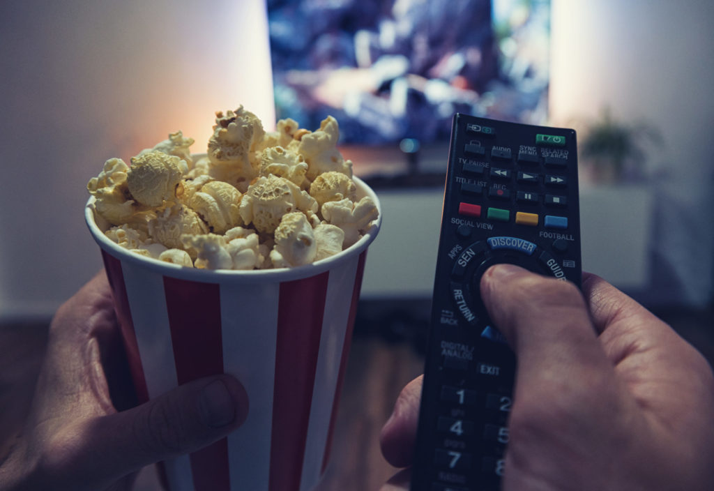 man watching a movie