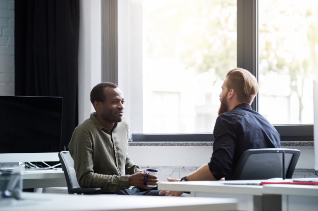 colleagues talking