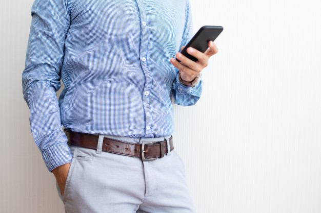 man using smart phone