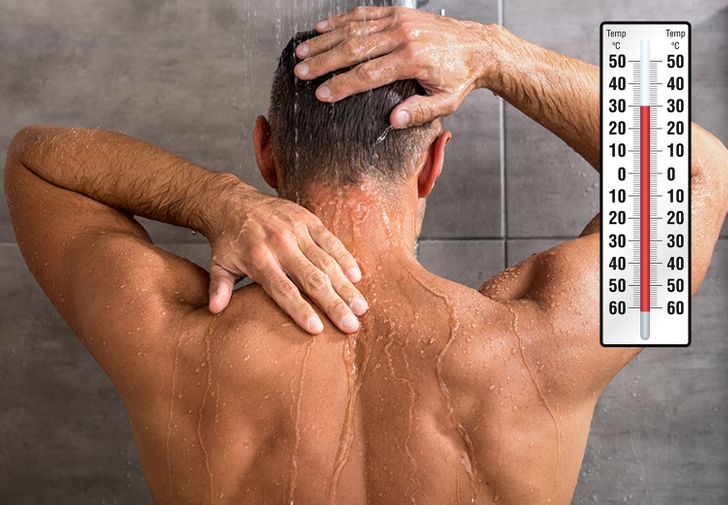 man taking a shower
