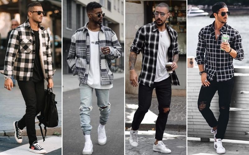 black flannel outfits for men