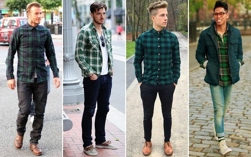 green flannel shirts fashion