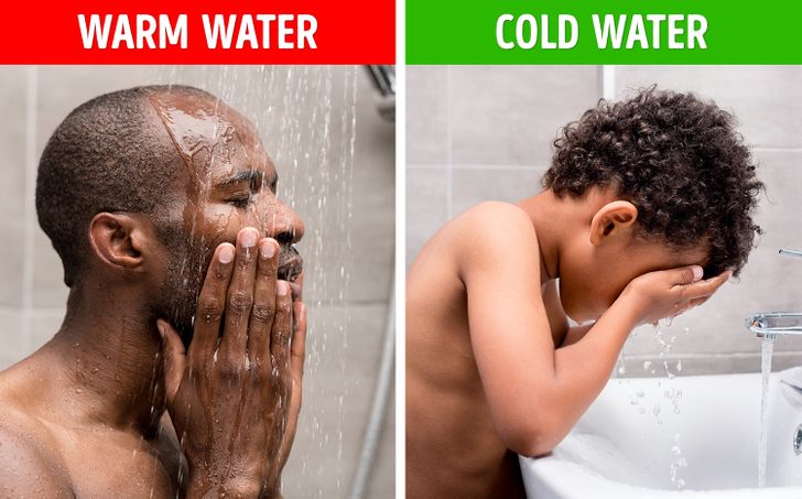 Washing your face with freezing cold or very hot water