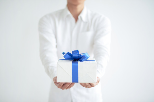 man giving present 