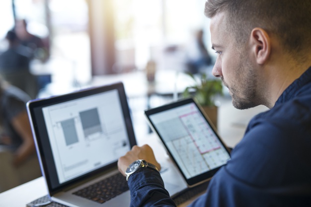 Man Looking at Computer