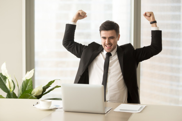 happy man proud of himself