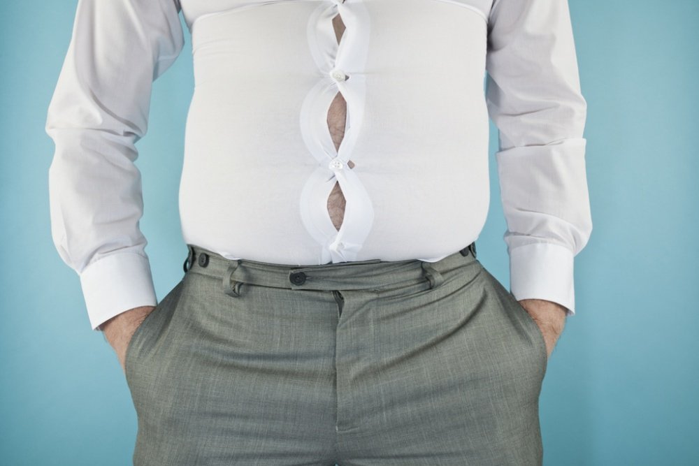 fat man in tight shirt
