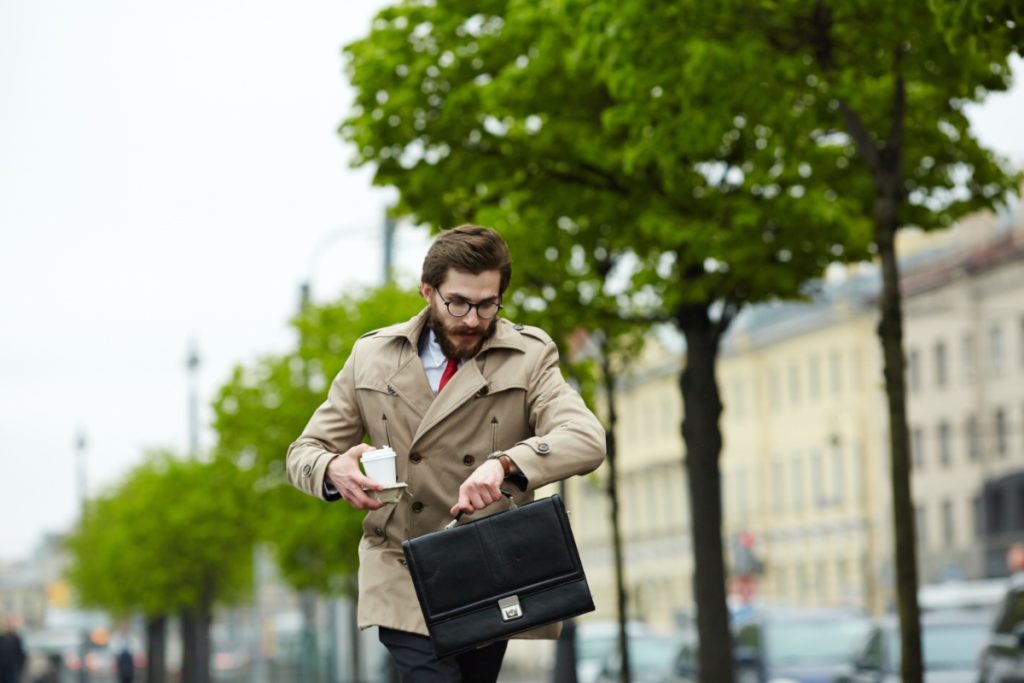 Busy man is in a hurry