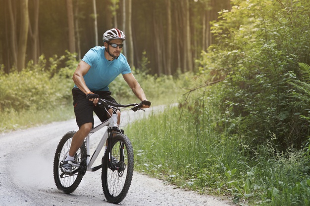 man bicycling for a healthy lifestyle