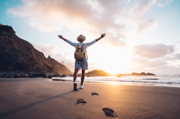 man and beach