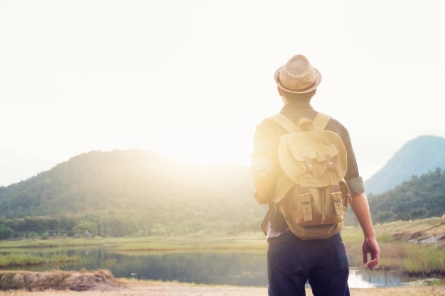man travel alone