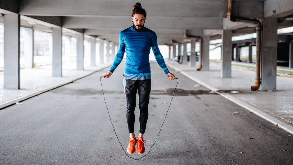 man with jumping rope