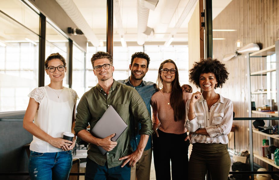 Happy diverse colleagues team people 