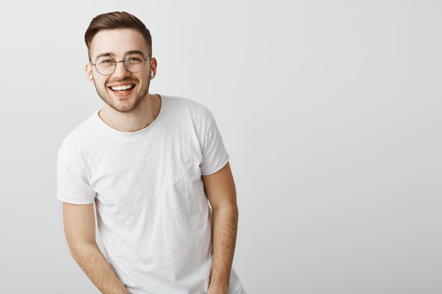 handsome man with white teeth smiling - Fashion