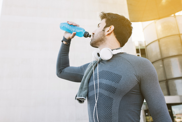 Sportsman drinking water