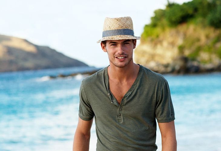 fashionable man; beach vacation