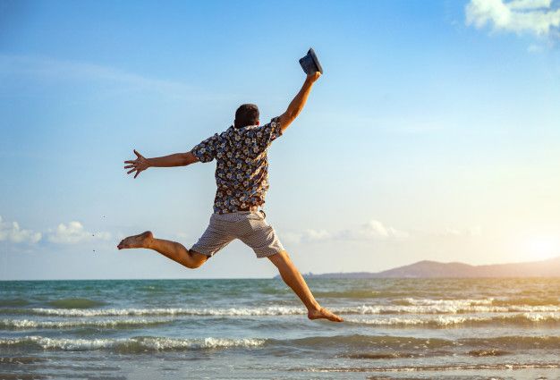  Pinterest Happy man freedom jump ocean sea scape 
