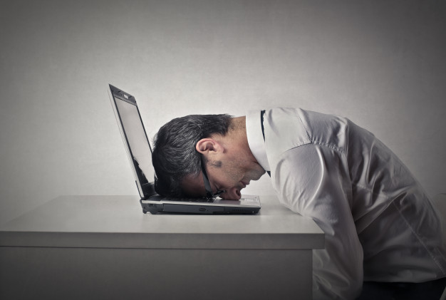 Bored tires businessman