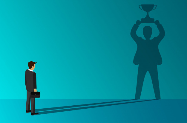 businessman-which-shadow-standing-holding-trophy-success-wall