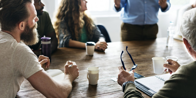 man at meeting