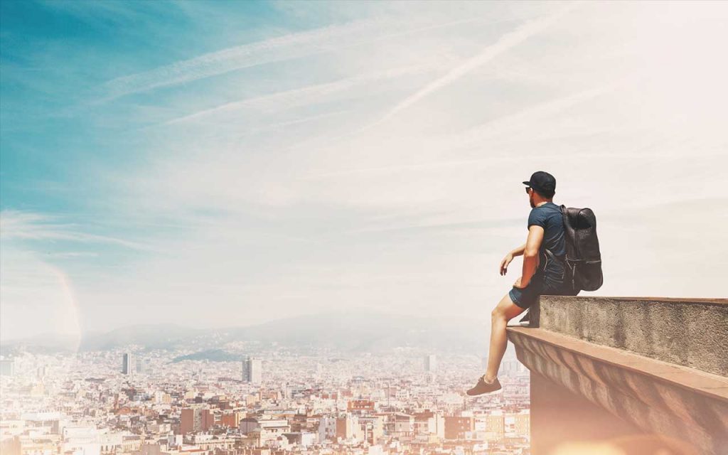 man travel alone