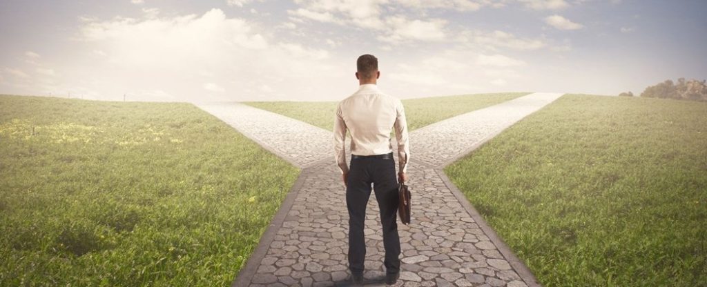 man choosing paths; successful lifestyle