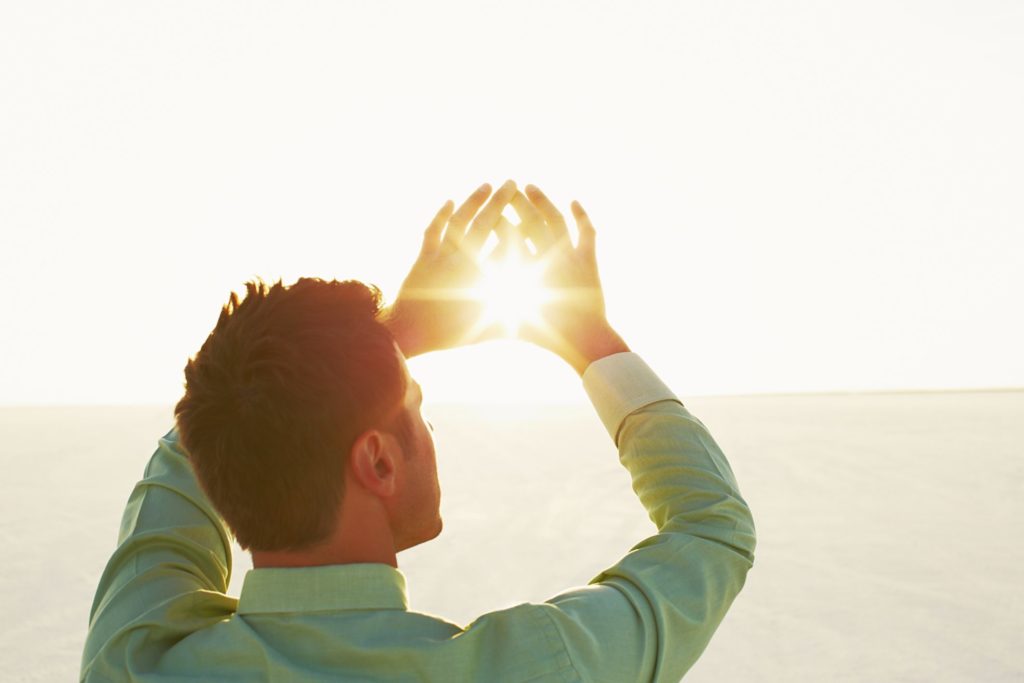 man getting exposed to UV rays