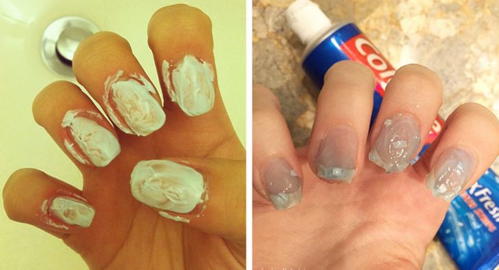 Whiten your nails using toothpaste