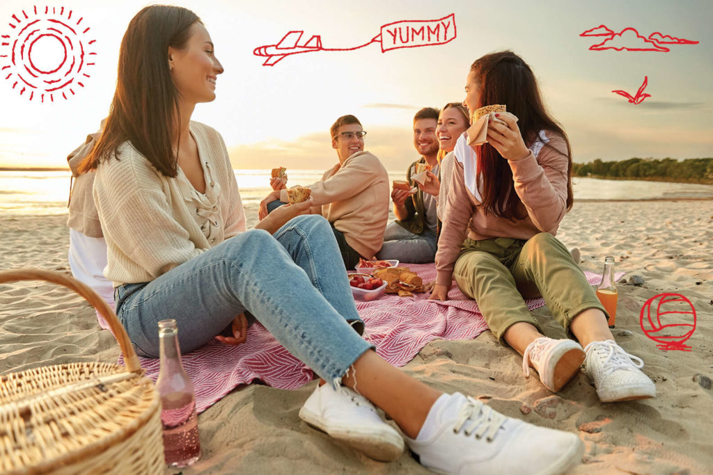 Happy people at the beach