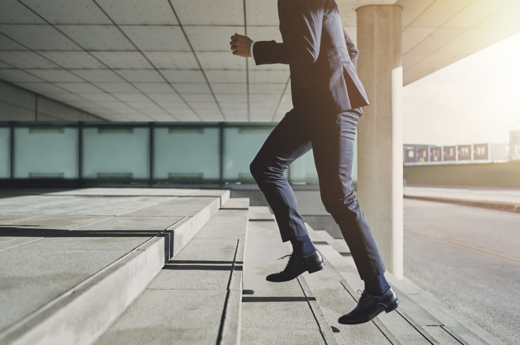 man walking on stairs