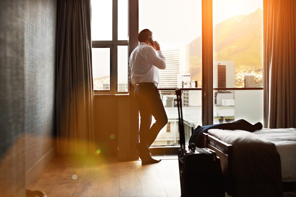man at hotel