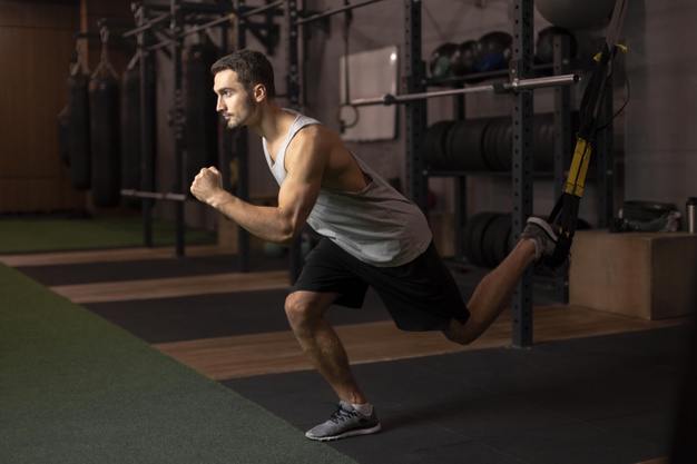 man training at gym