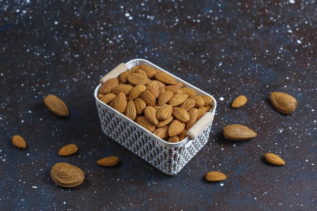 Peeled organic almond nuts