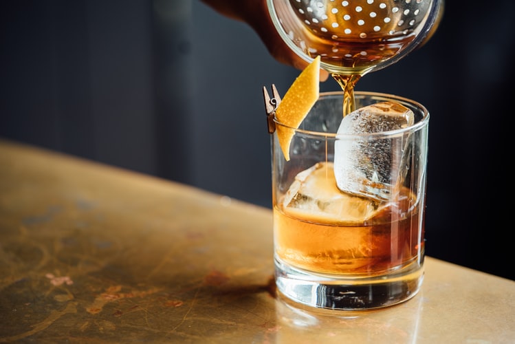 a glass of whiskey