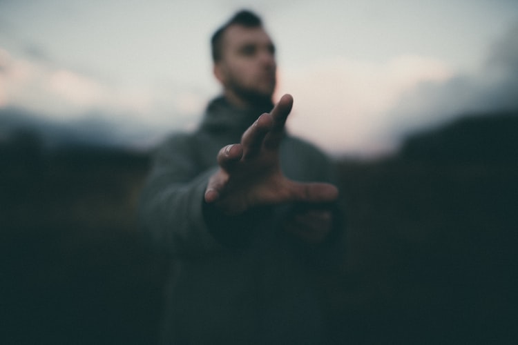man with grey jacket