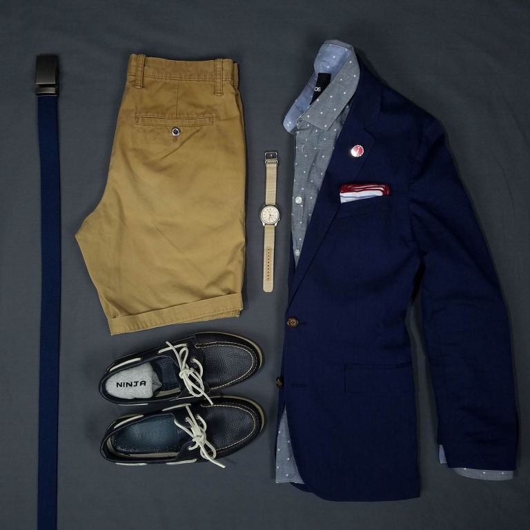 Shorts with a Navy Blazer