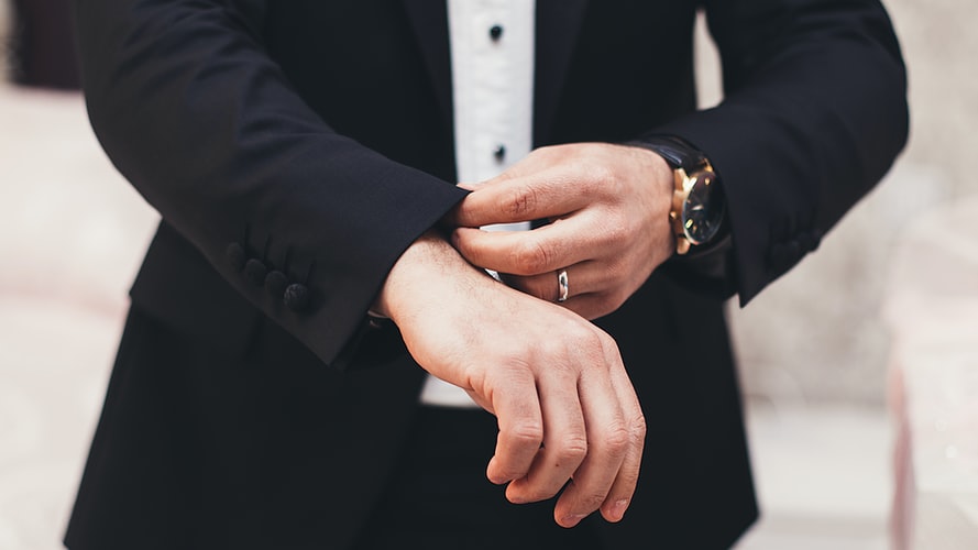 man in black suit jacket