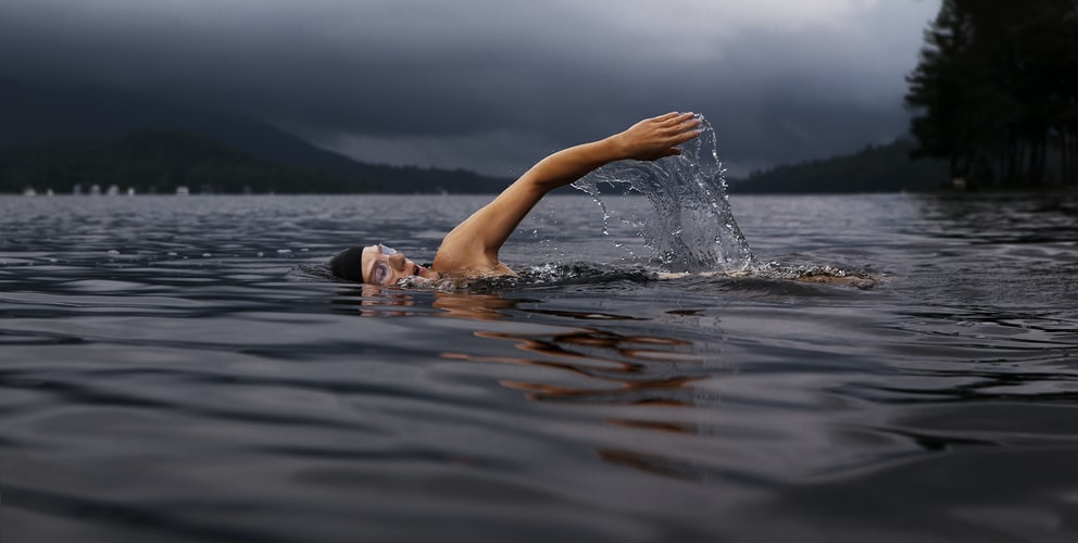 swimming in a lake