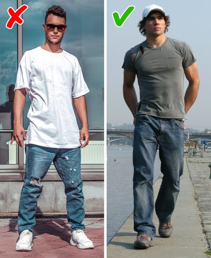 Combining baggy and slim-fitting clothing