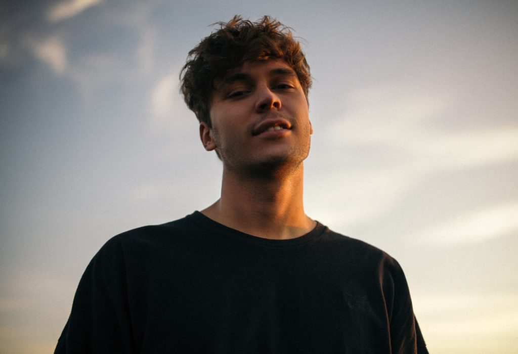 young man with black t-shirt
