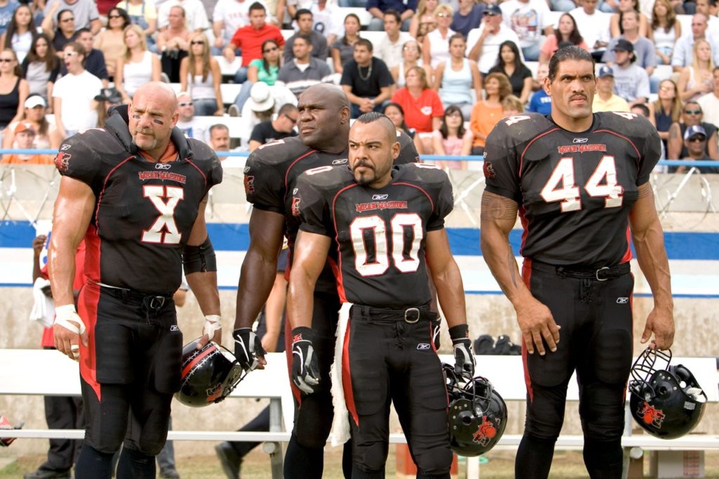 Bill Goldberg, Bob Sapp, Lobo Sebastian, and Dalip Singh in The Longest Yard, 2005