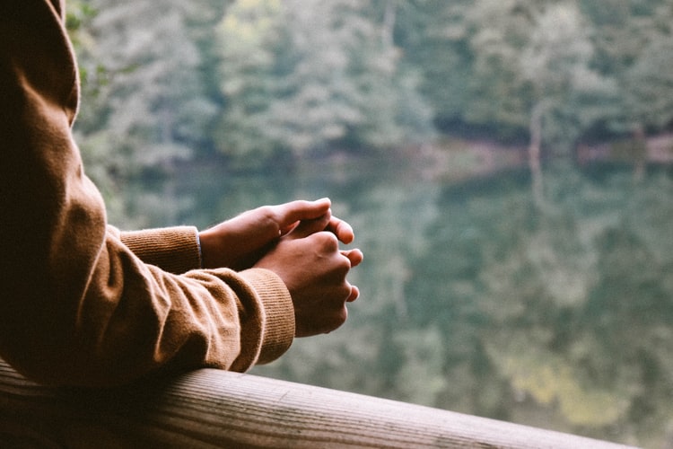 man in silent nature