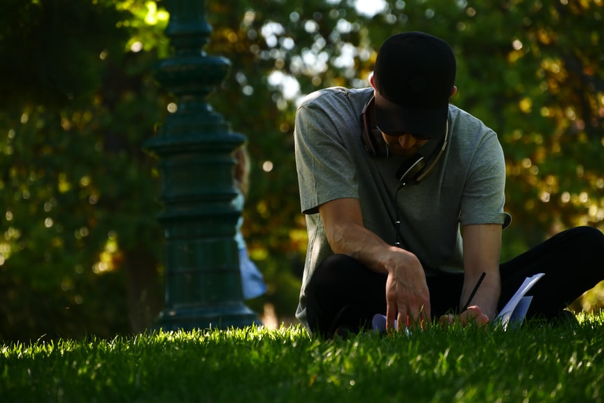 man writing 