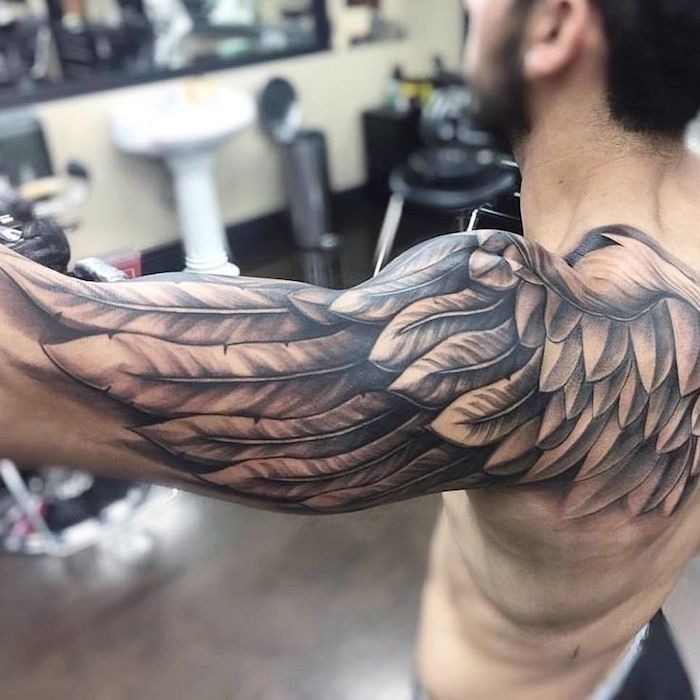 Wing Arm sleeve tattoos