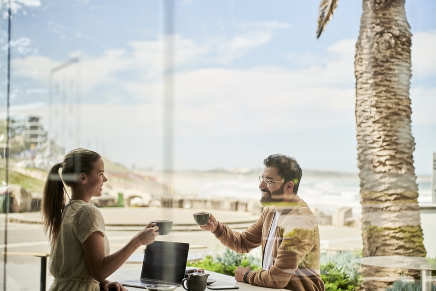 Couple Sitting at the Cafe Shop