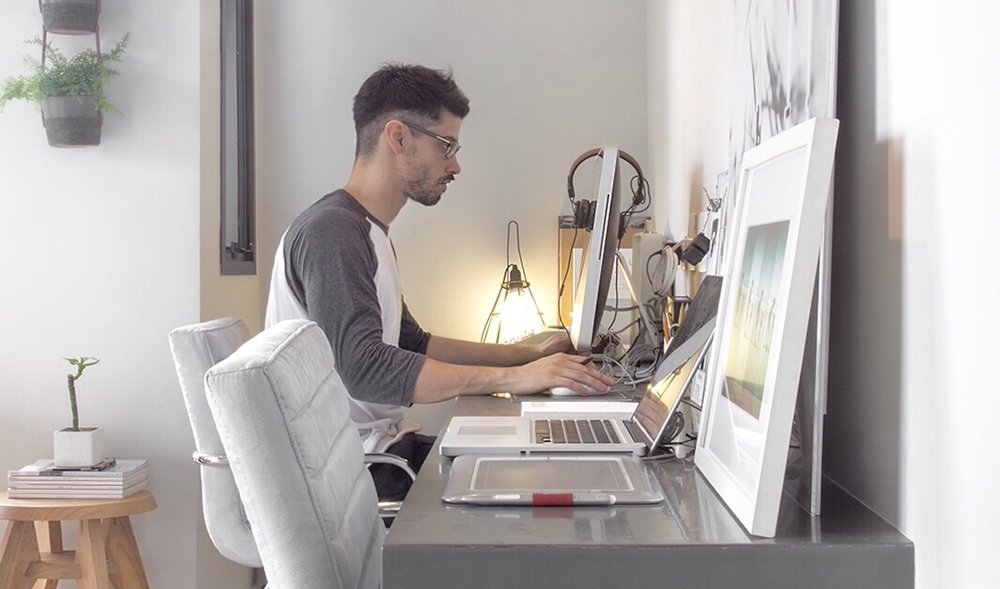 Young man student study at home using laptop and learning online