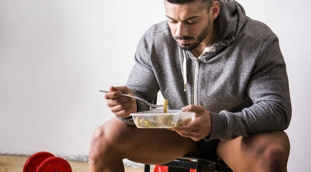 Man Eating Protein foods 
