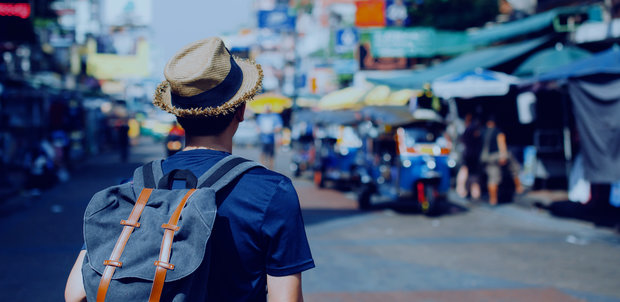 man travelling